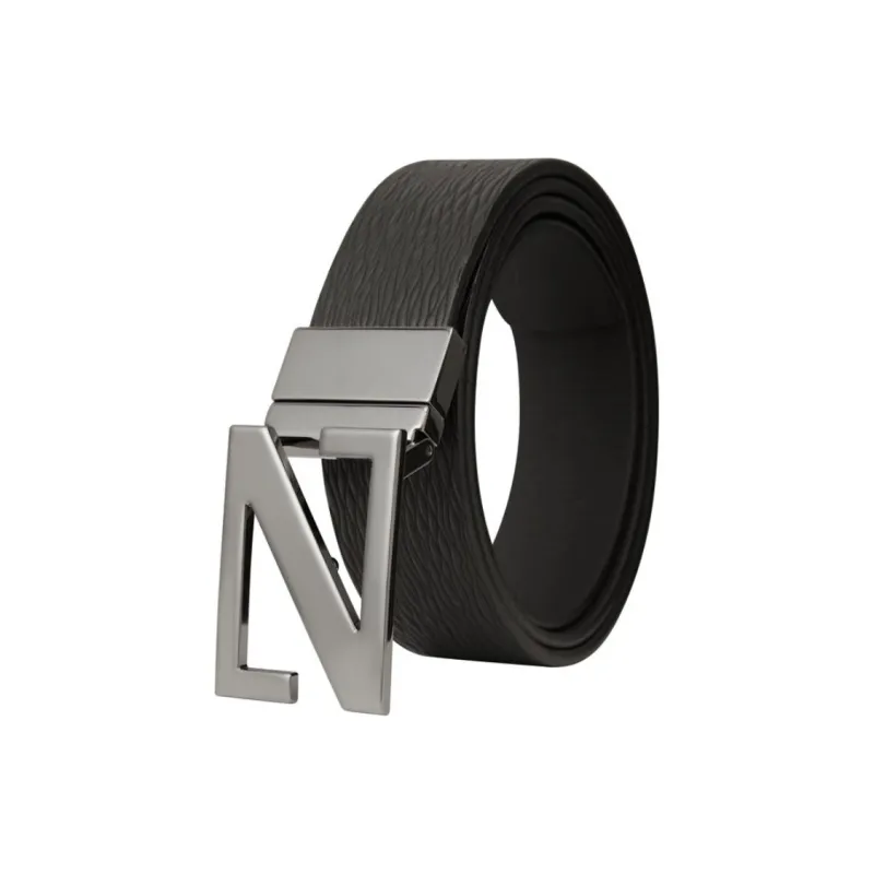 Zegna Cow Leather Belts Unisex Black Width 3.5CM-0
