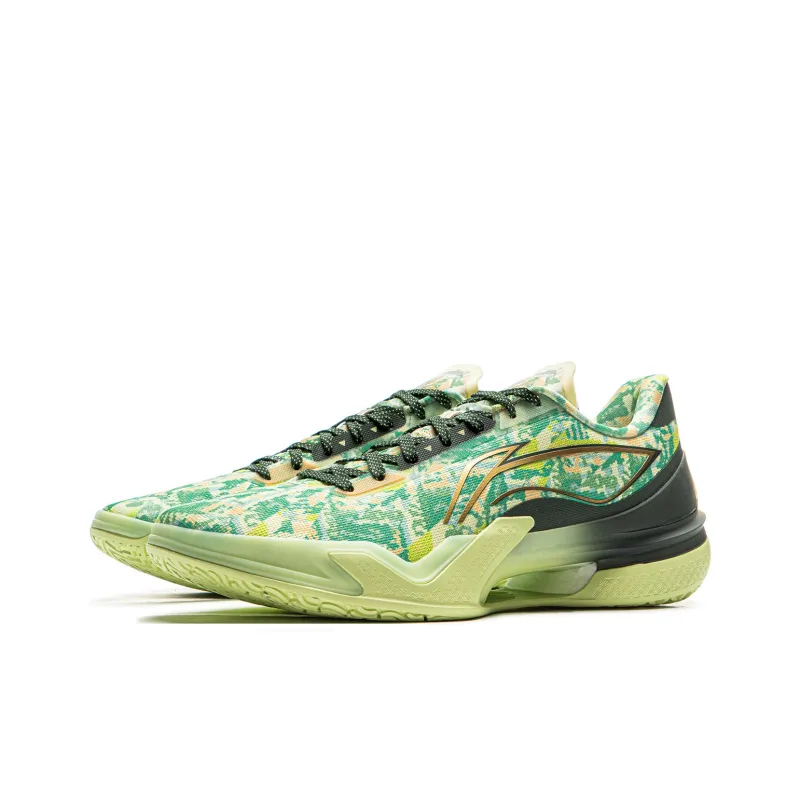 LiNing Knife 5 Slip Resistant Coverage Lightweight Rebound Low Top Performance Basketball Shoes Men's Yellow Green-2