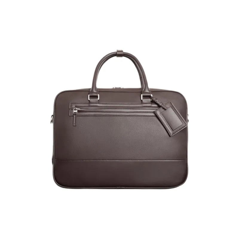 ZARA Polyurethane Portable One Shoulder Crossbody Briefcase Regular Unisex Brown-0
