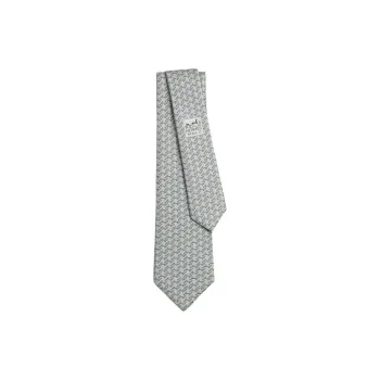 HERMES Silk, Mulberry Silk Ties Men's Light Gray
