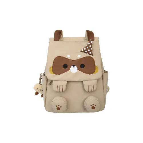HCXK Nylon Cute Raccoon Backpack Unisex Multicolor