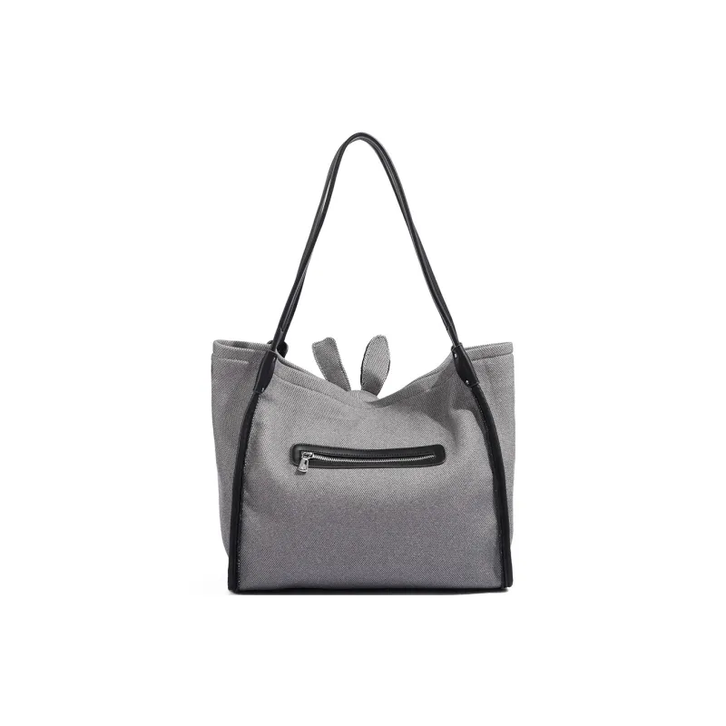 MISS GAIL Synthetic Leather Handbag Shoulder Bag Large Size Women's Gray-3