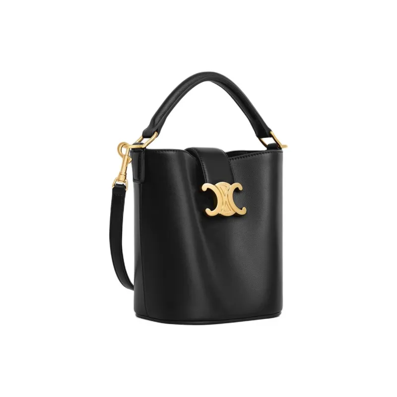 CELINE Cow Leather Bucket Bag, Shoulder Bag, Crossbody Bag, Handbag Mini Women's Black-1