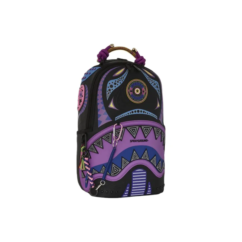 SPRAYGROUND × AI I. SANDFLOWER Collaboration Artificial Leather Backpack Unisex Purple-1