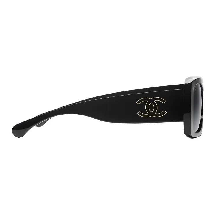 CHANEL Acetate Aviator Sunglasses Unisex Black-2