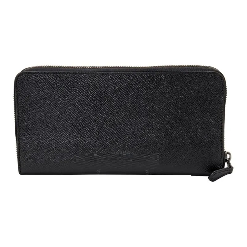 COACH Cross-Stitch Leather Wallet Men's Black-3