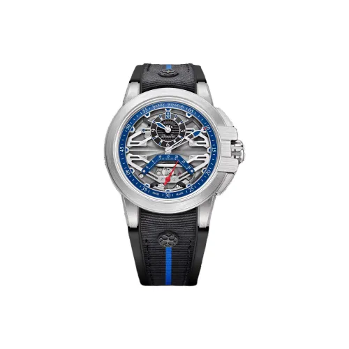 HARRY WINSTON Wrist Watch Automatic Mechanical Movement Rubber Strap 42.2mm Silver Dial Men's Watches