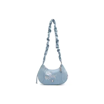 Champion Fabric Shoulder Bag Medium Size Unisex Light Blue Denim/Washed Pink