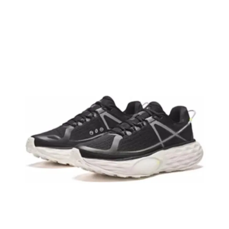 Anta Cushioning Wear Resistant Low Top Trail Running Running Shoes Men's Black White-2