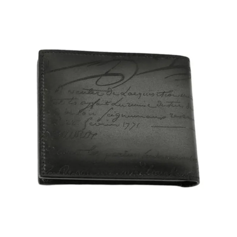 BERLUTI Calfskin Wallet Men's Charcoal Black-2