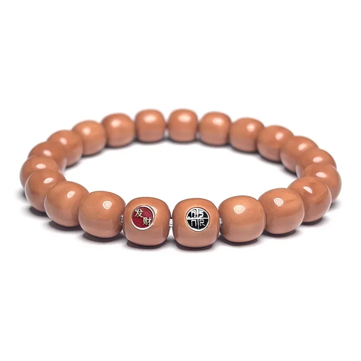 MOUNTAINS AND MANS Monkey Head Walnut New Chinese Style Good Luck Beaded Bracelet Unisex-0