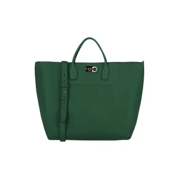 Ferragamo The Studio Large Leather Tote Green