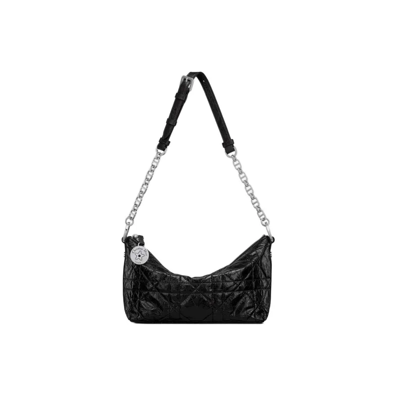 DIOR Diorstar Hobo Calfskin Shoulder Bag Women's Black-1