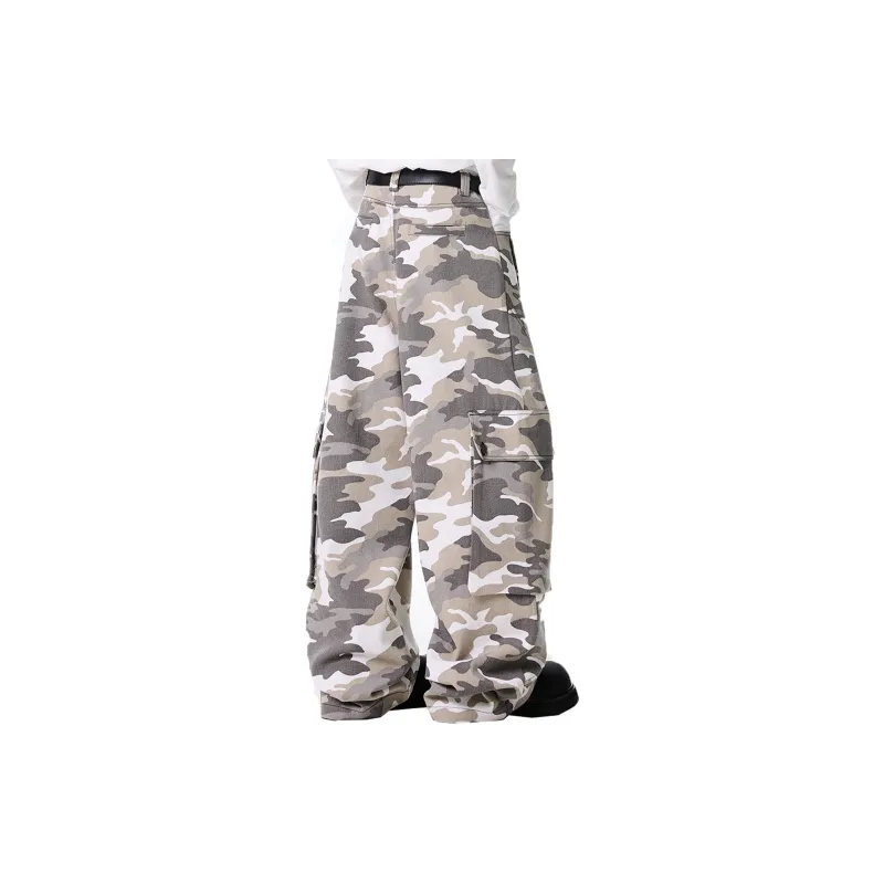 ALang Studio Casual Pants Unisex White Gray Camouflage-1
