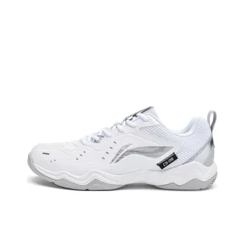 LiNing Speed Collection Flying Leg Cushioned Slip Resistant Low Top Badminton Shoes Unisex White Gray