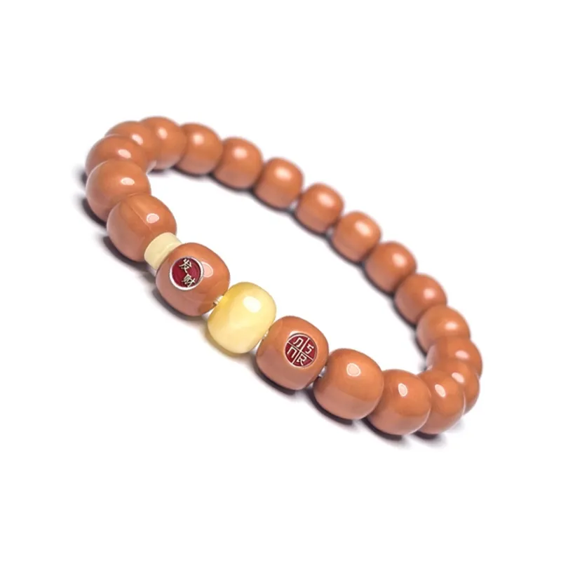MOUNTAINS AND MANS Monkey Head Walnut New Chinese Style Prosperity And Good Luck Beaded Bracelet Unisex-1