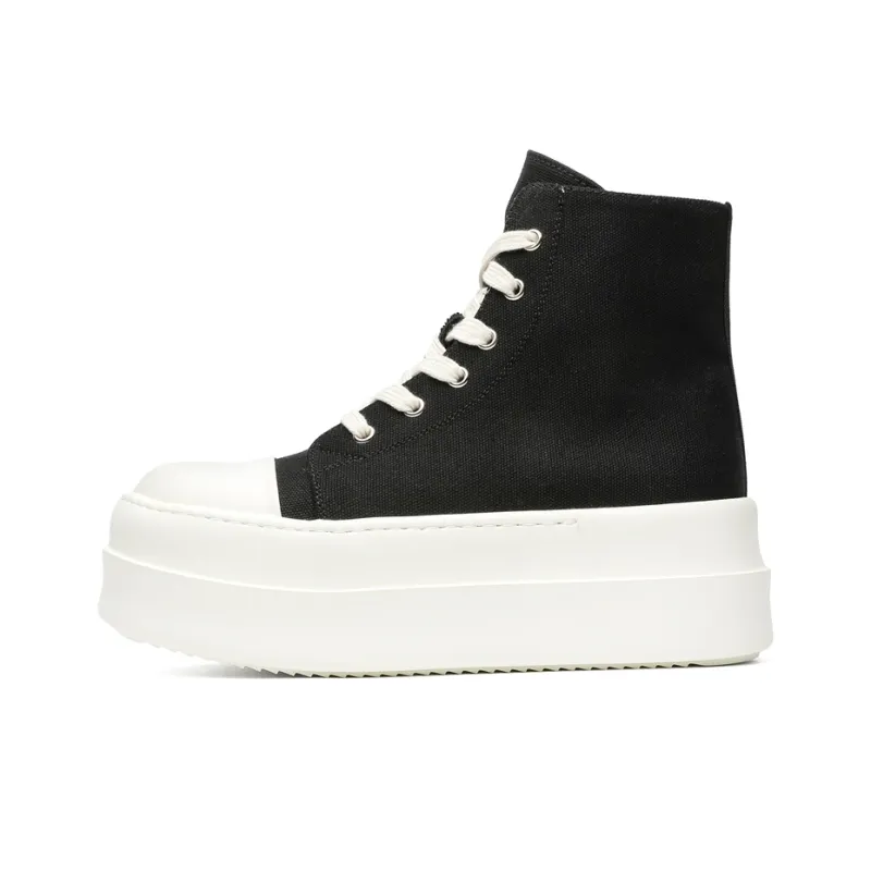 Dounkol Smart And Cool Height Increasing High Top Skateboard Shoes Men's Black White-0