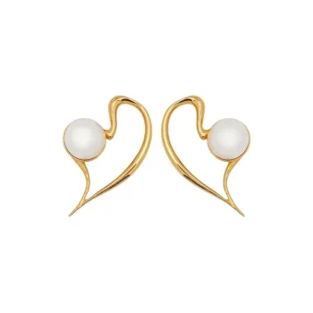 Oscar De La Renta Pearl Heart Earrings