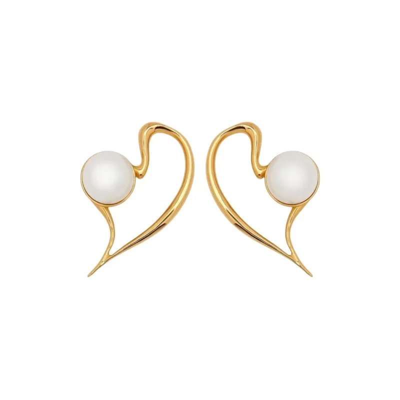 Oscar De La Renta Pearl Heart Earrings-0