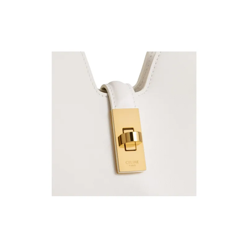 CELINE Calfskin Shoulder Bag Small Size Women's White-5