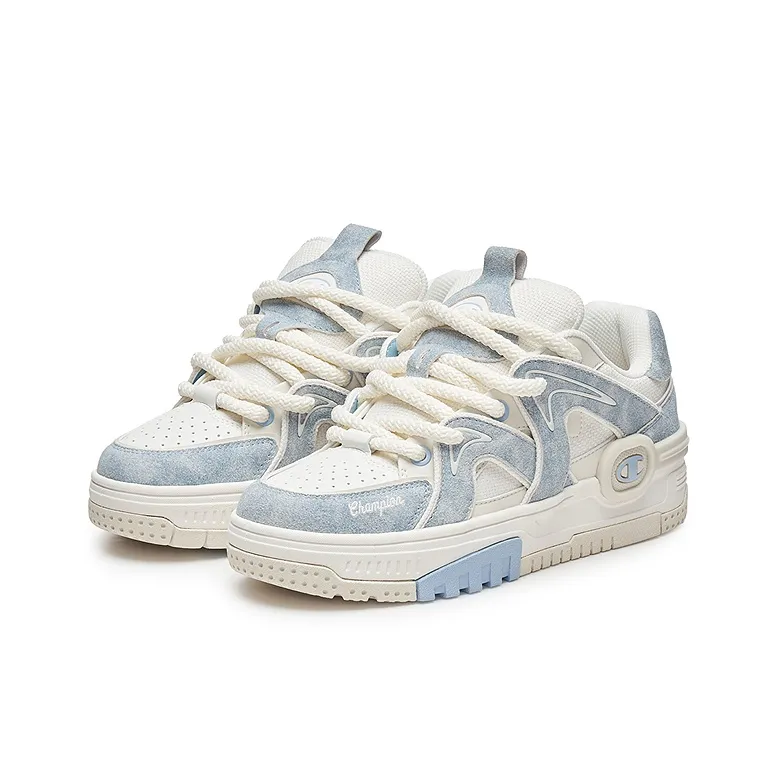 Champion Cloud Touch Shoes Balance Low Top Skateboard Shoes Women's Milk White/Peak Blue-2