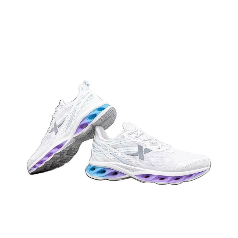 XTEP Cushioning Anti-Slip And Wear-Resistant Rebound Low-Top Running Shoes Men's White Blue Purple-1