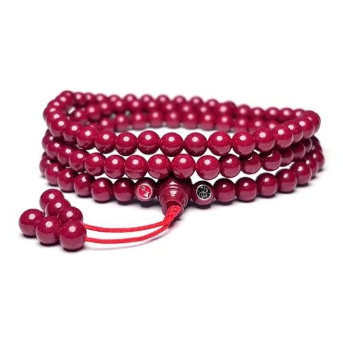 MOUNTAINS AND MANS Cinnabar New Chinese Style Peaceful Auspicious Stacking Good Luck Beaded Bracelet Unisex