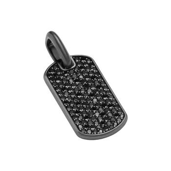 David Yurman Sterling Silver Chevron Diamond Tag 27mm