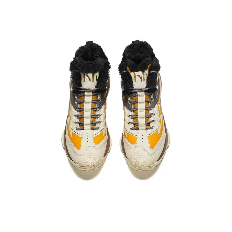 Anta Anti Slip Wear Resistant High Top Casual Shoes Men's Yellow Beige Gray-2