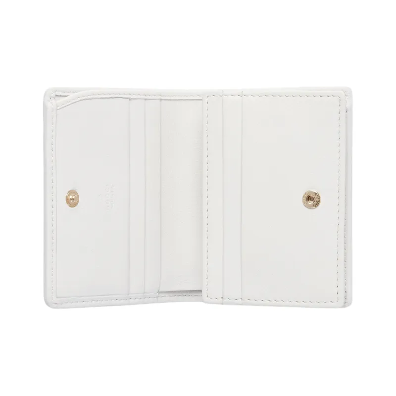 GUCCI GG Emblem Leather Wallet Mini Women's Beige-5