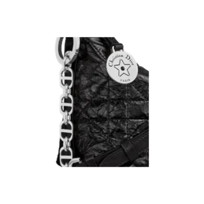 DIOR Diorstar Hobo Calfskin Shoulder Bag Women's Black-4