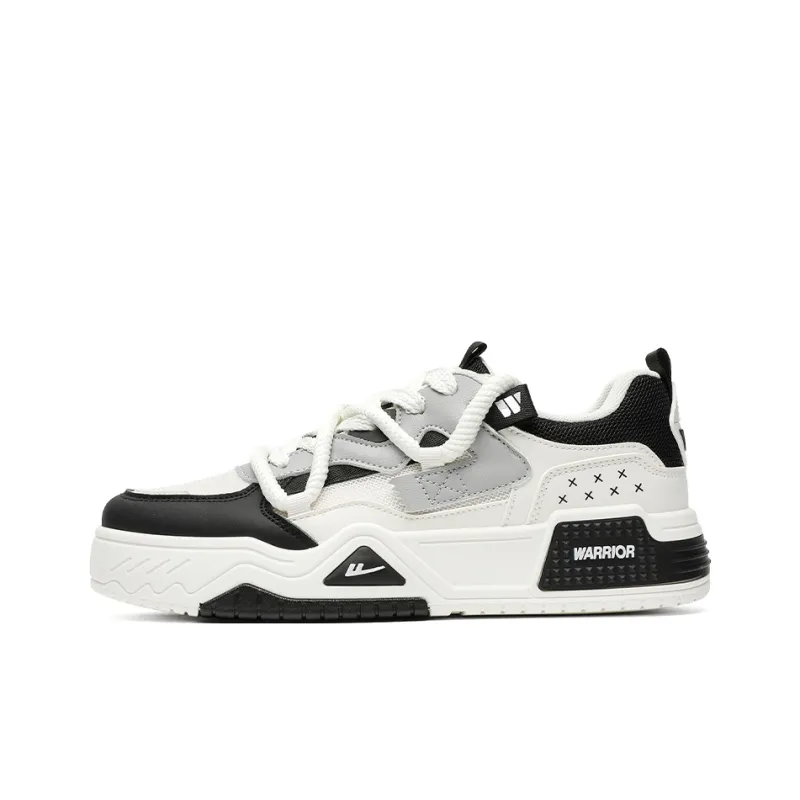 Warrior Lace Up Vintage Casual Shoes Height Increasing Wear Resistant Low Top Skateboard Shoes Men's Beige Black Gray-0