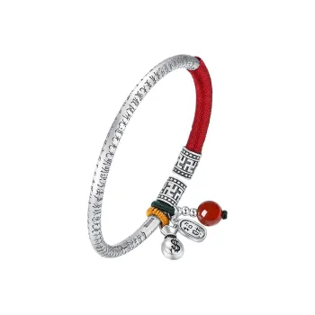Heart Grass 999 Fine Silver Bangles Women's
