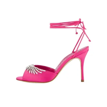 MANOLO BLAHNIK Plumena Strap Sandals 9cm Women's Pink