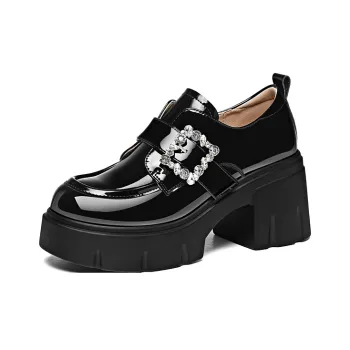 Golden Silk Rabbit Loafers Women's Black