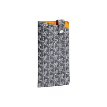 GOYARD Montmartre Canvas With Leather Cell Phone Pouch Large Size Unisex Gray