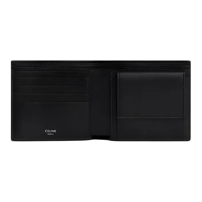 CELINE Triomphe Canvas With Calfskin Wallet Men's Black/White-3