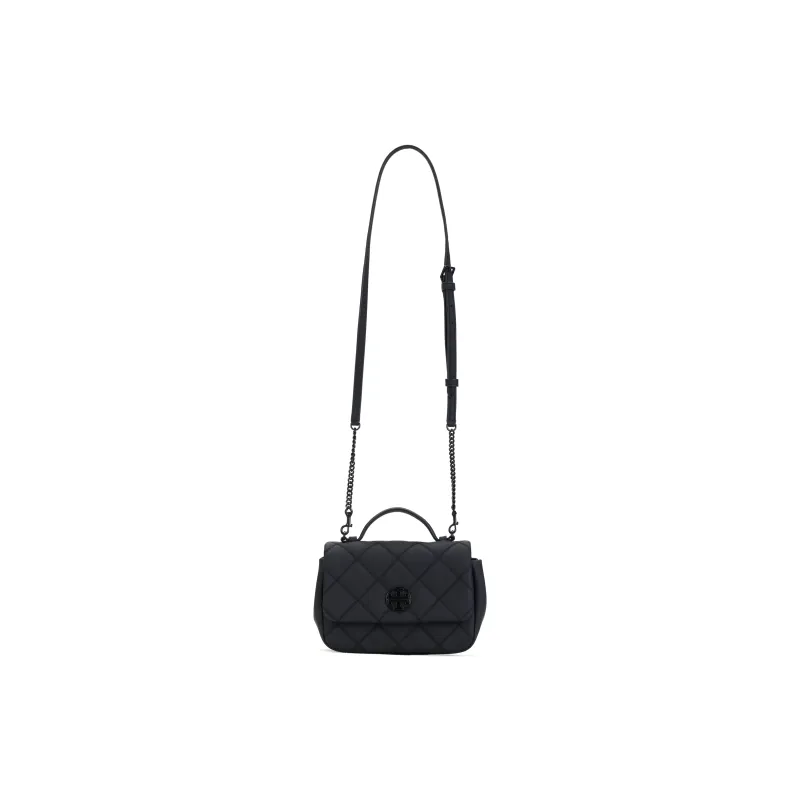 TORY BURCH TB-Willa Cow Leather Handbag Shoulder Bag Crossbody Bag Small Size Women's Frosted Black-0