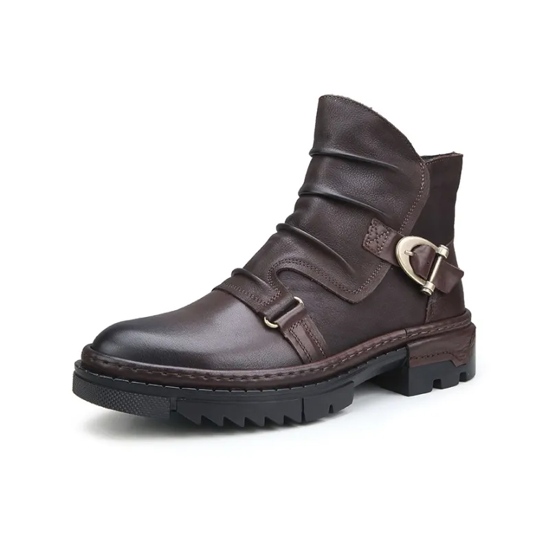 Ruomini Ankle Boots Men Brown, Black-0