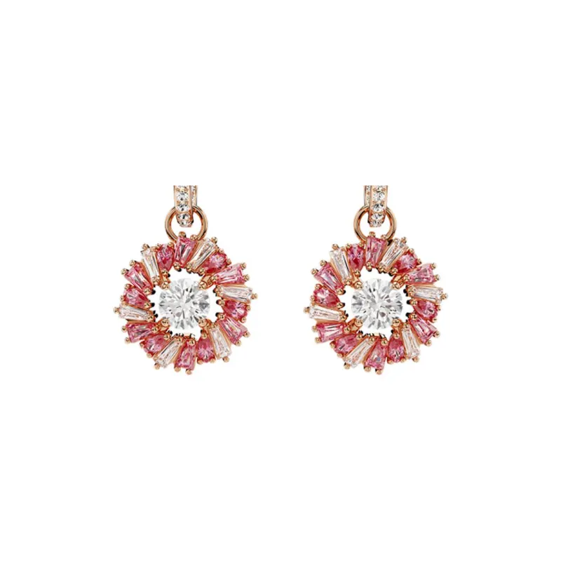 Swarovski Rose Gold Plated, Cubic Zirconia Earrings Unisex Gold-2