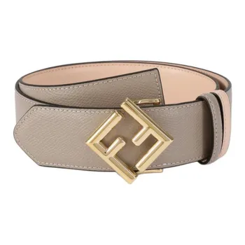 FENDI Cow Leather Belts Women's Dove Gray/Light Pink Width 4CM