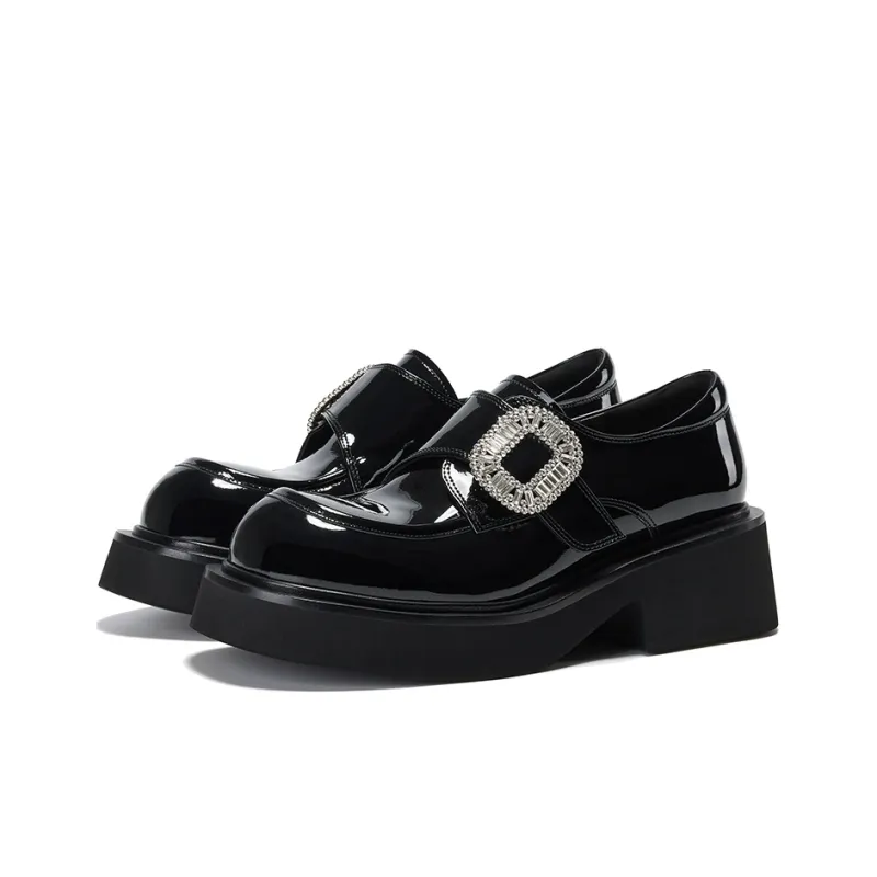 GG CC Height Increasing Small Leather Shoes Platform Loafers 5cm Women's-9