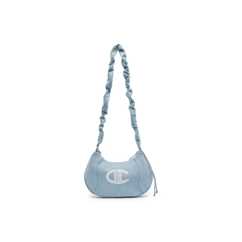 Champion Fabric Shoulder Bag Medium Size Unisex Light Blue Denim/Washed Pink-3