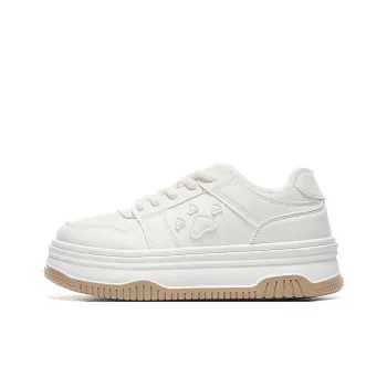 Warrior Small White Shoes Wear-Resistant Slip-Resistant Low-Top Skateboard Shoes Women's Beige