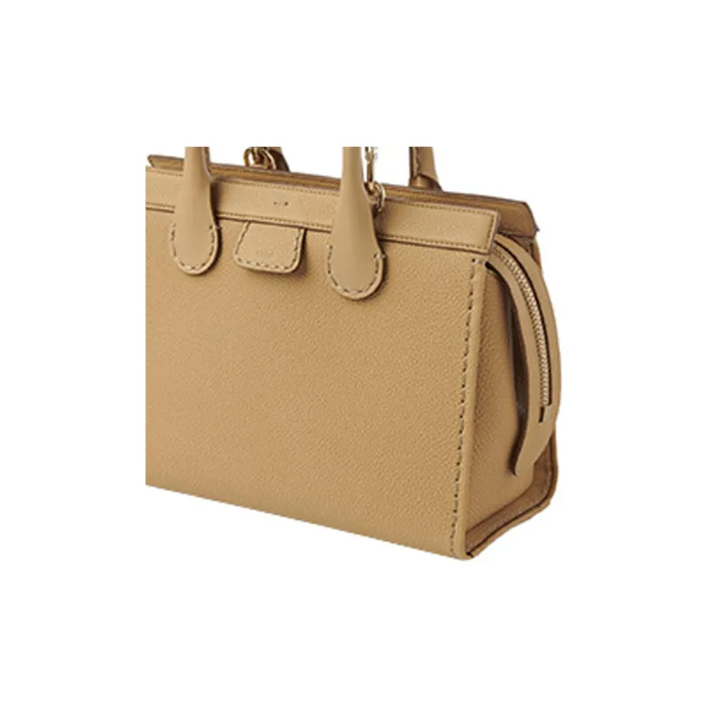 Chloe Edith Calfskin Tote Bag, Shopping Bag, Shoulder Bag, Crossbody Bag, Handbag Medium Size Women's Brown-3