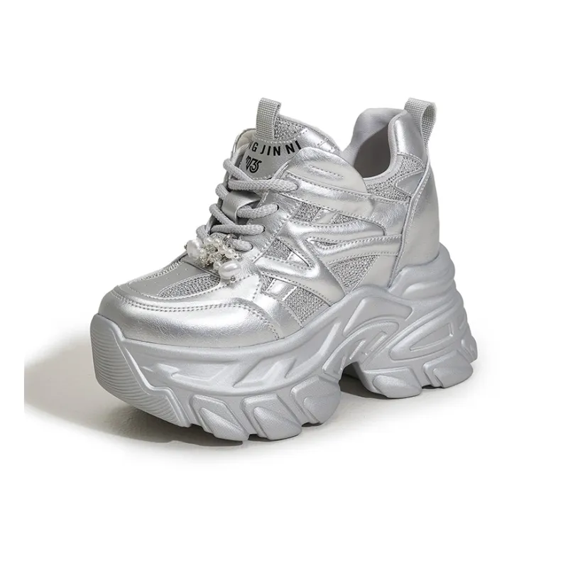 Milan Love Song Wear Resistant Lightweight Height Increasing Low Top Chunky Sneakers Women's-12