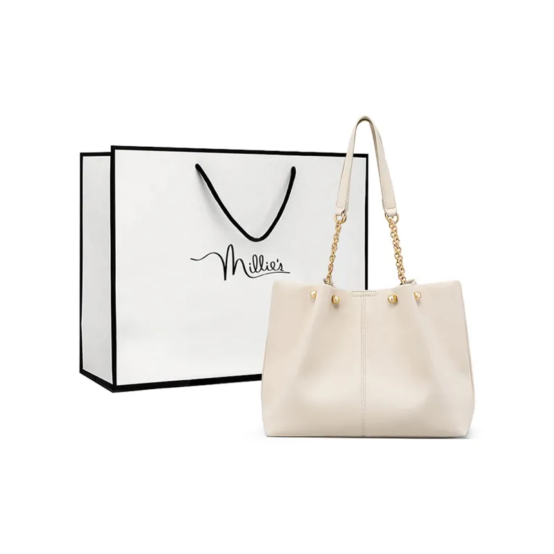 MILLIE'S Cow Leather Underarm Tote Bag, Shopping Bag, Handbag, Shoulder Bag Regular Women's Ecru-0