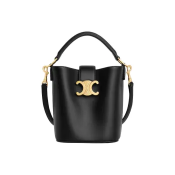 CELINE Cow Leather Bucket Bag, Shoulder Bag, Crossbody Bag, Handbag Mini Women's Black