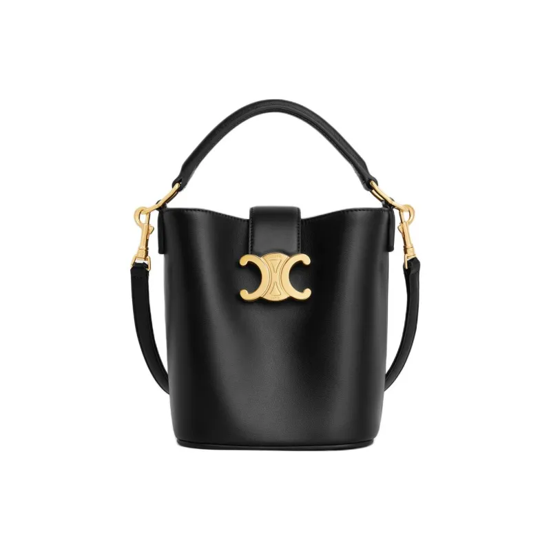 CELINE Cow Leather Bucket Bag, Shoulder Bag, Crossbody Bag, Handbag Mini Women's Black-0