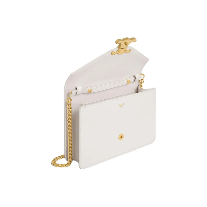 CELINE Margo Calfskin Shoulder Bag Crossbody Bag Wallet Women's Beige-3
